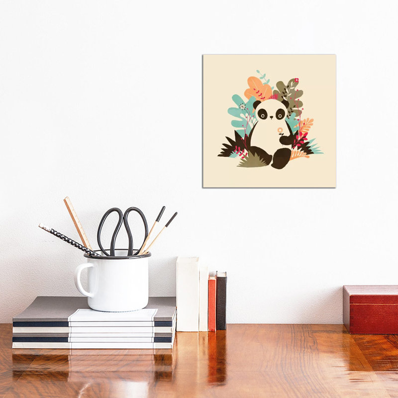 Flower Panda by Jay Fleck - Wrapped Canvas Print, 30.48cm H x 30.48cm W x 1.905cm D