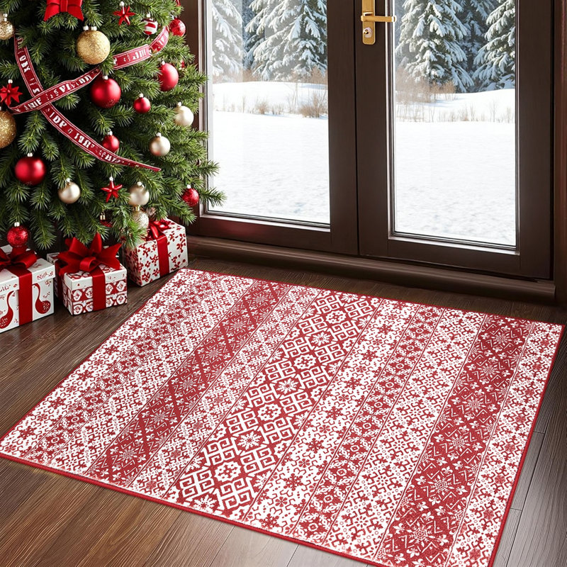 Howlond Christmas Decorative Washable Area Rug With Non-Slip Backing, Rectangle 2' x 3'