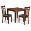 Ensemble de coin repas 3 pièces pour petits espaces comprenant une table carrée et 2 chaises de salle à manger en similicuir, acajou