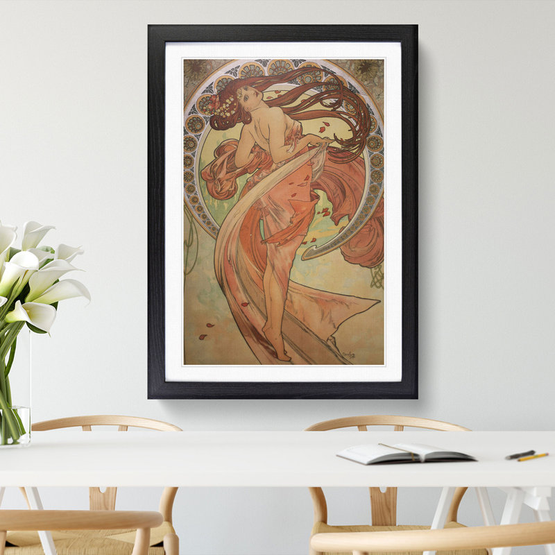 The Dance by Alphonse Mucha - Picture Frame Painting, Black Framed, 65cm H x 48cm W x 2cm D