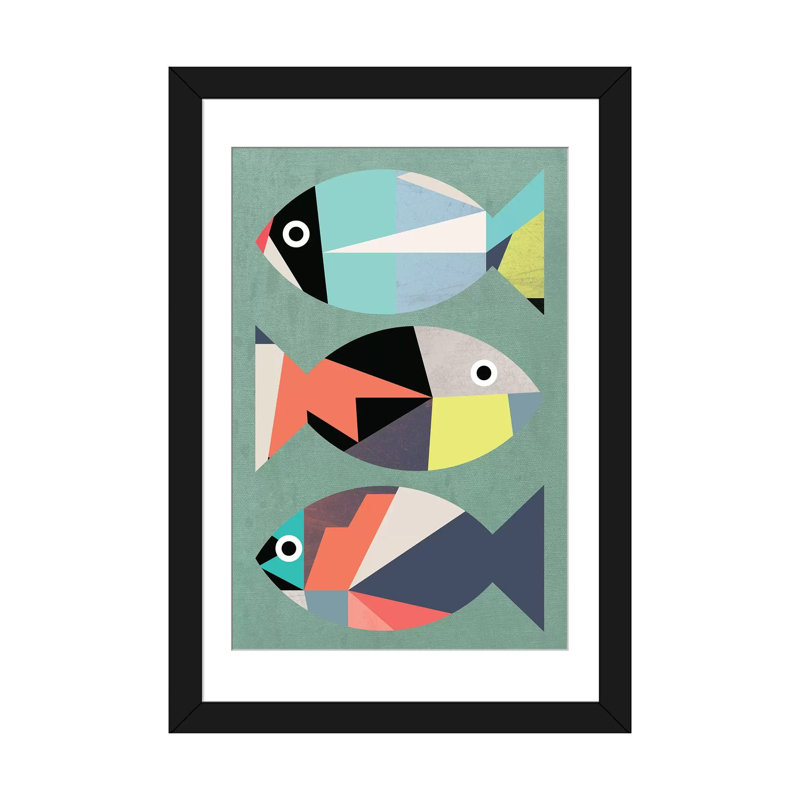 " Little Fish " by Susana Paz, 24" H x 16" W x 1" D, Black Framed Fine Art Paper, White
