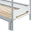 Lit superposé en bois en forme de maison avec glissière et escalier de rangement, cadre de lit simple, simple et double, gris et blanc