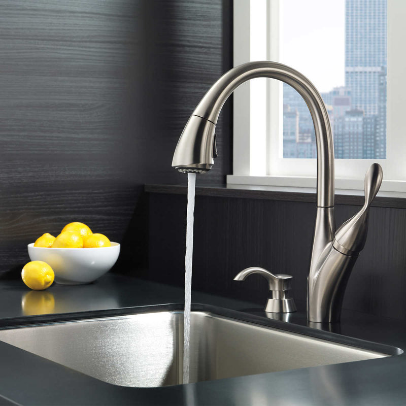 Berkley Pull Down Single Handle Kitchen Faucet with MagnaTite Docking Technology and Soap Dispenser