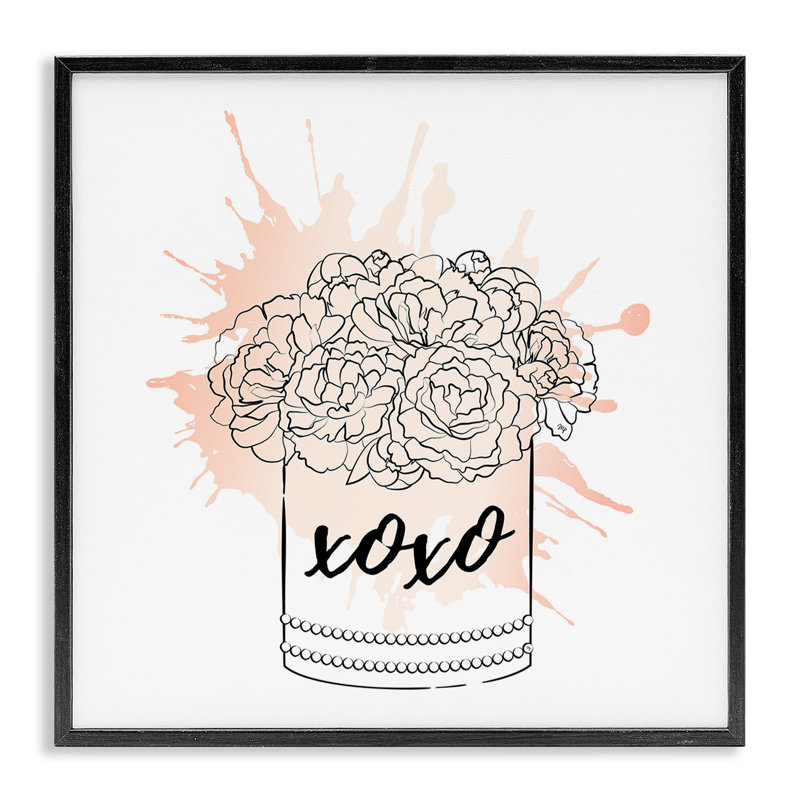 «Xoxo», art giclée par Martina Pavlova, H 12 po x l 12 po, Giclée encadrée noir minuit