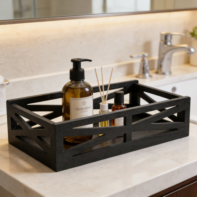Farmhouse Wooden Toilet Tank Organizer Box, Rustic Bathroom Storage Holder For Toilet Paper And Essentials, Solid Wood Decorative Box For Living Room, Kitchen, And Countertop