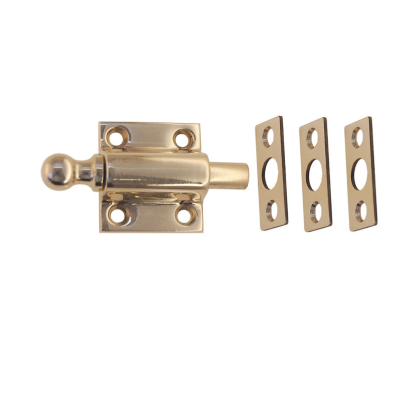 Unlacquered Brass "Beaumont" Sash Ventilating Bolt for Hung Windows, Unlacquered Brass