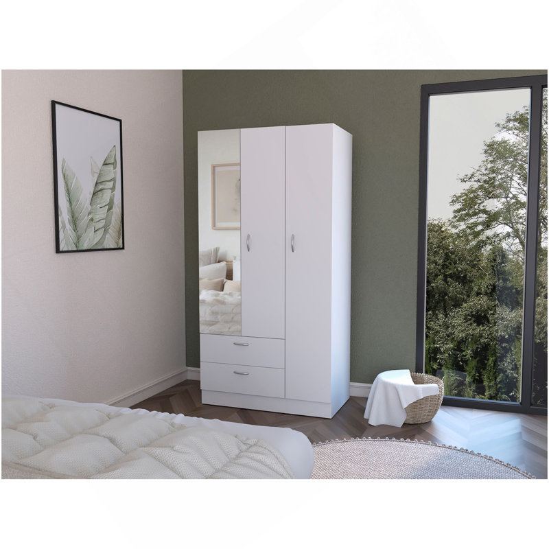 Armoire Haddam, chambre à coucher, blanc, Blanc