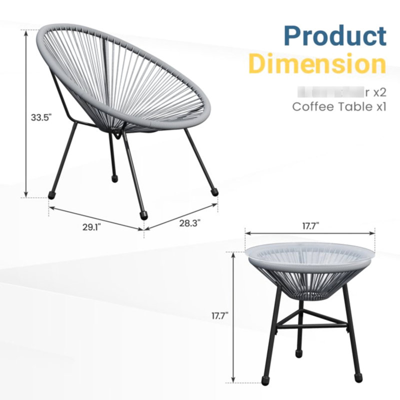 3 tables de bistro grises - Sièges confortables et installation rapide pour les réceptions en extérieur sur la terrasse