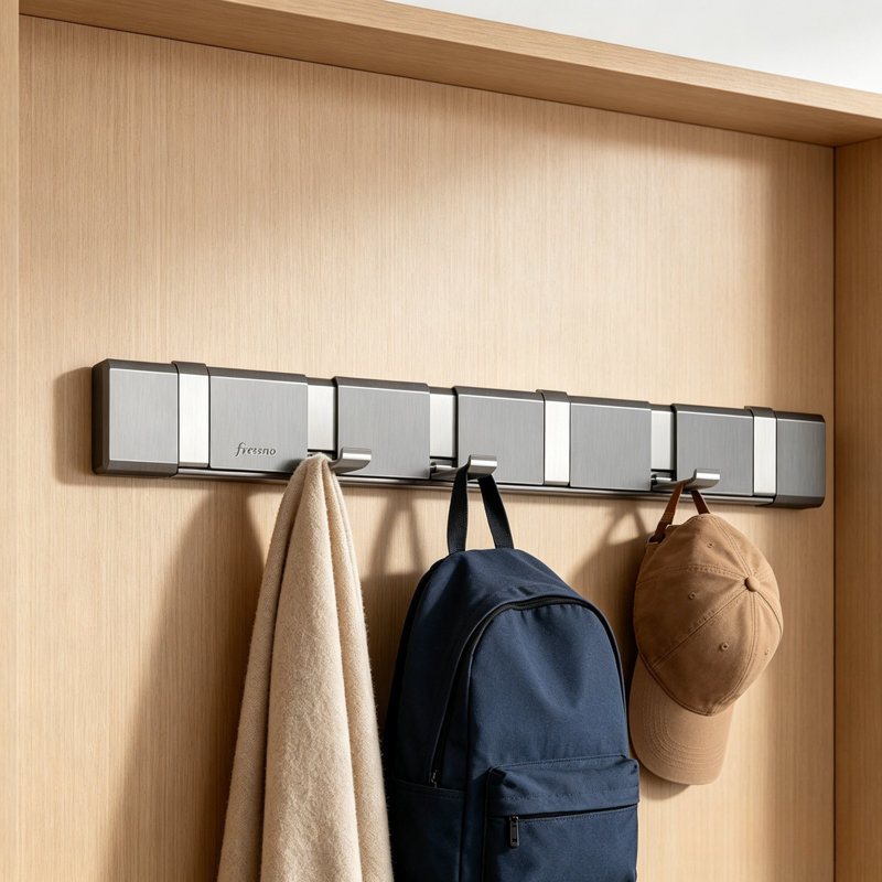 Porte-manteaux mural pliable en acier inoxydable avec 6 crochets pliables standard peu encombrants, idéal pour l'entrée, la salle de bain, le salon ou la chambre.