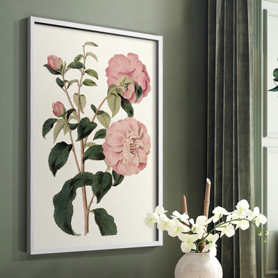 «Pink Floral Mix IV», reproduction encadrée - bois massif
