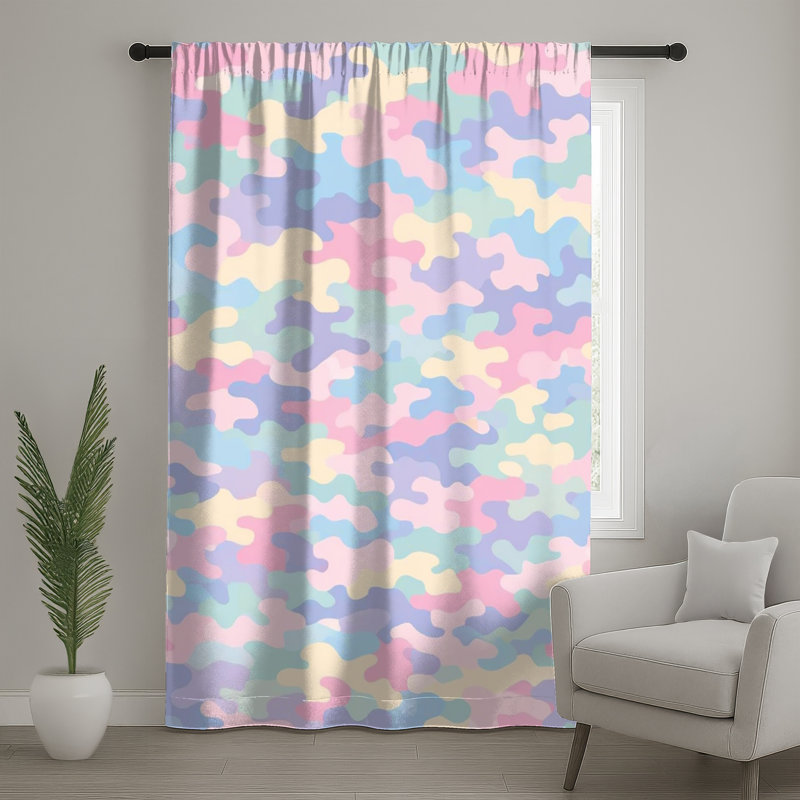 Pastel Camouflage Pattern Window Curtains, Camouflage Sheer & Blockout Curtains - 1 Panel, Pastel Patterns 3