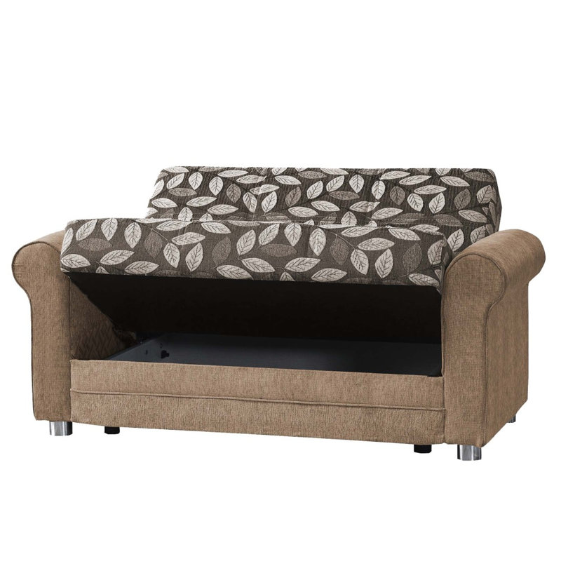 Causeuse convertible avec rangement Primenest Grandera, beige, Brun multi