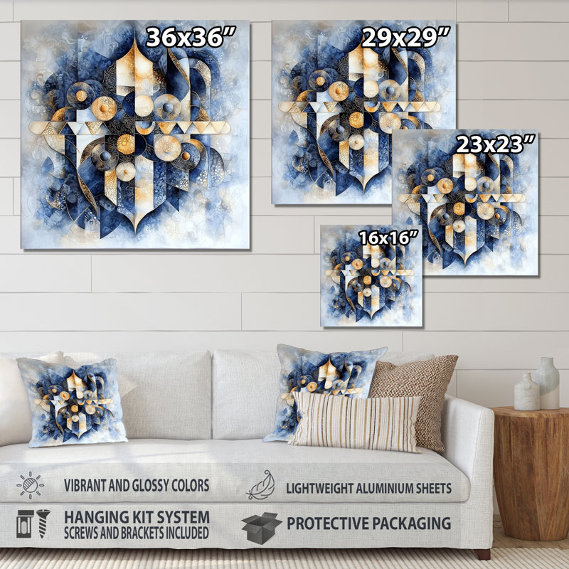 Celestial Balance Of Geometric Ink II - Abstract Metal Wall Art, Geometric Metal Print, 36" H x 36" W x 0.84" D