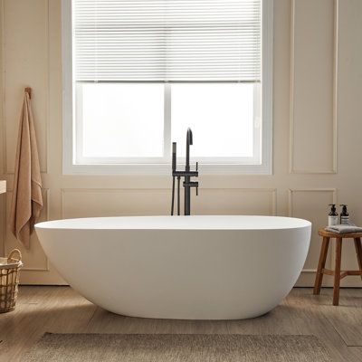 55.12'' x 28.35'' Freestanding Soaking Solid Surface Bathtub