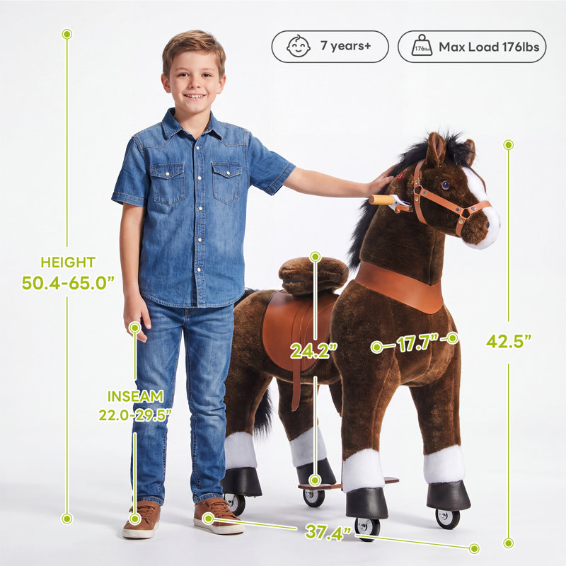 Model U Ride On Horse, Brun chocolat, Size 5 for Age 7+