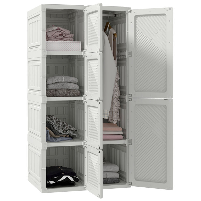 Porte-penderie portative avec 4 compartiments cubes