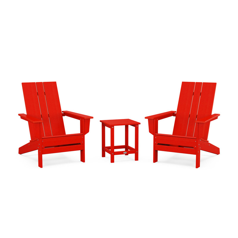 Chaise Adirondack d'extérieur avec table POLYWOOD x, Rouge coucher de soleil