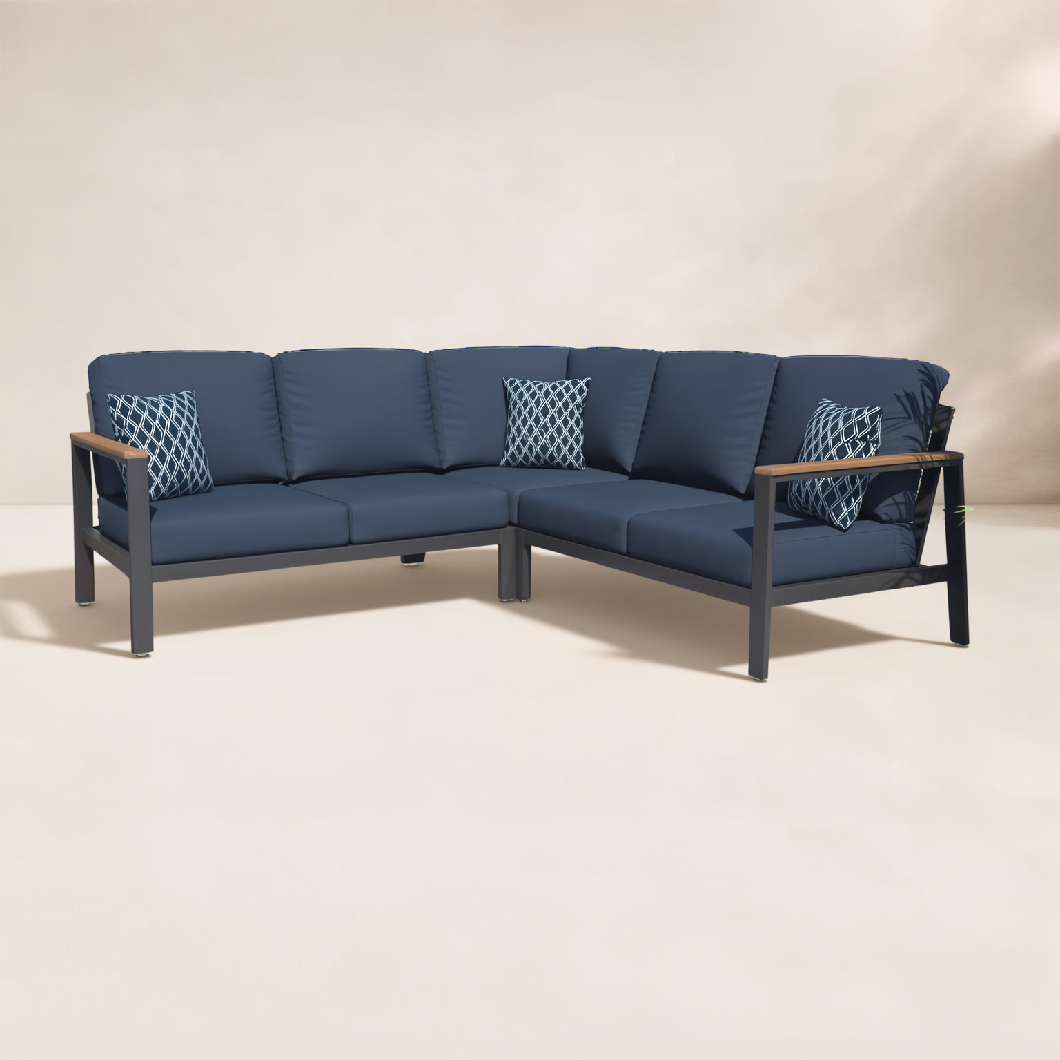 Townsend 87" Sunbrella® Patio Sectional, Canvas Navy Sunbrella® Canvas