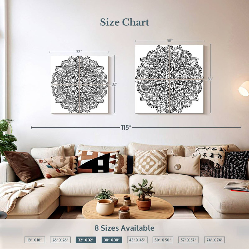 Mandala méditatif, H 32 po x l 32 po