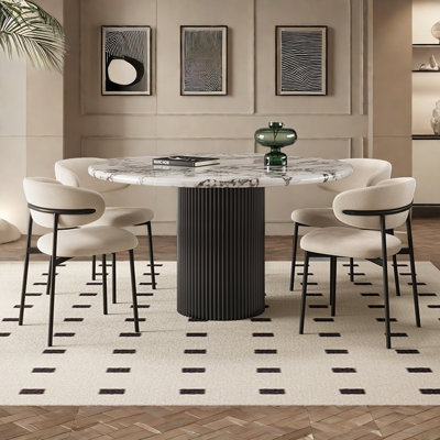 Modern Simple Faux Marble Round Dining Table Sets