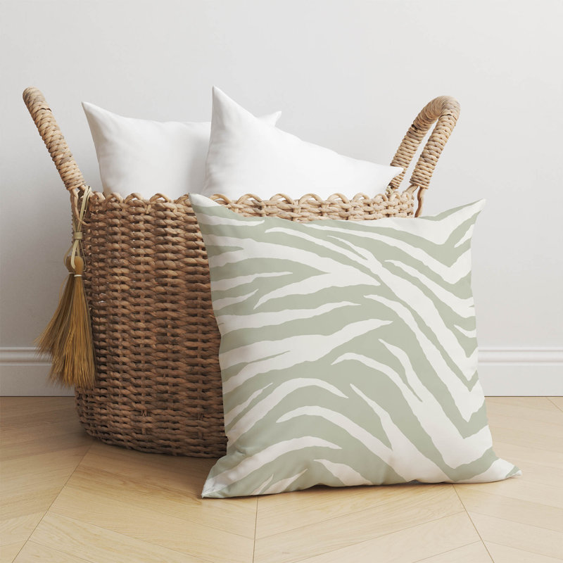 Coussin Zebra, H 16 po x l 16 po, Vert clair