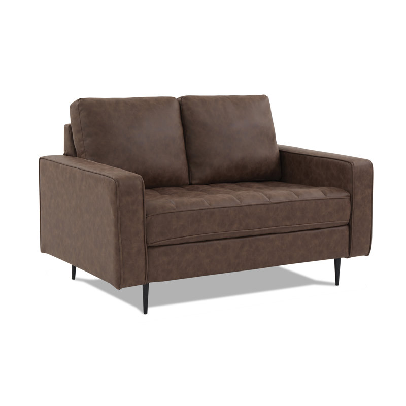 Ambon 2 Seater Faux Leather Loveseat, Brown