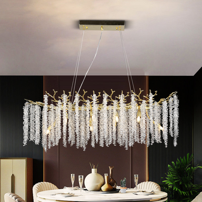 Lustre doré en forme de branche d'arbre de luxe, luminaire moderne en cristal de lustre, luminaire suspendu