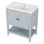 Meuble-lavabo de salle de bain avec lavabo en céramique et tablette ouverte-587391642