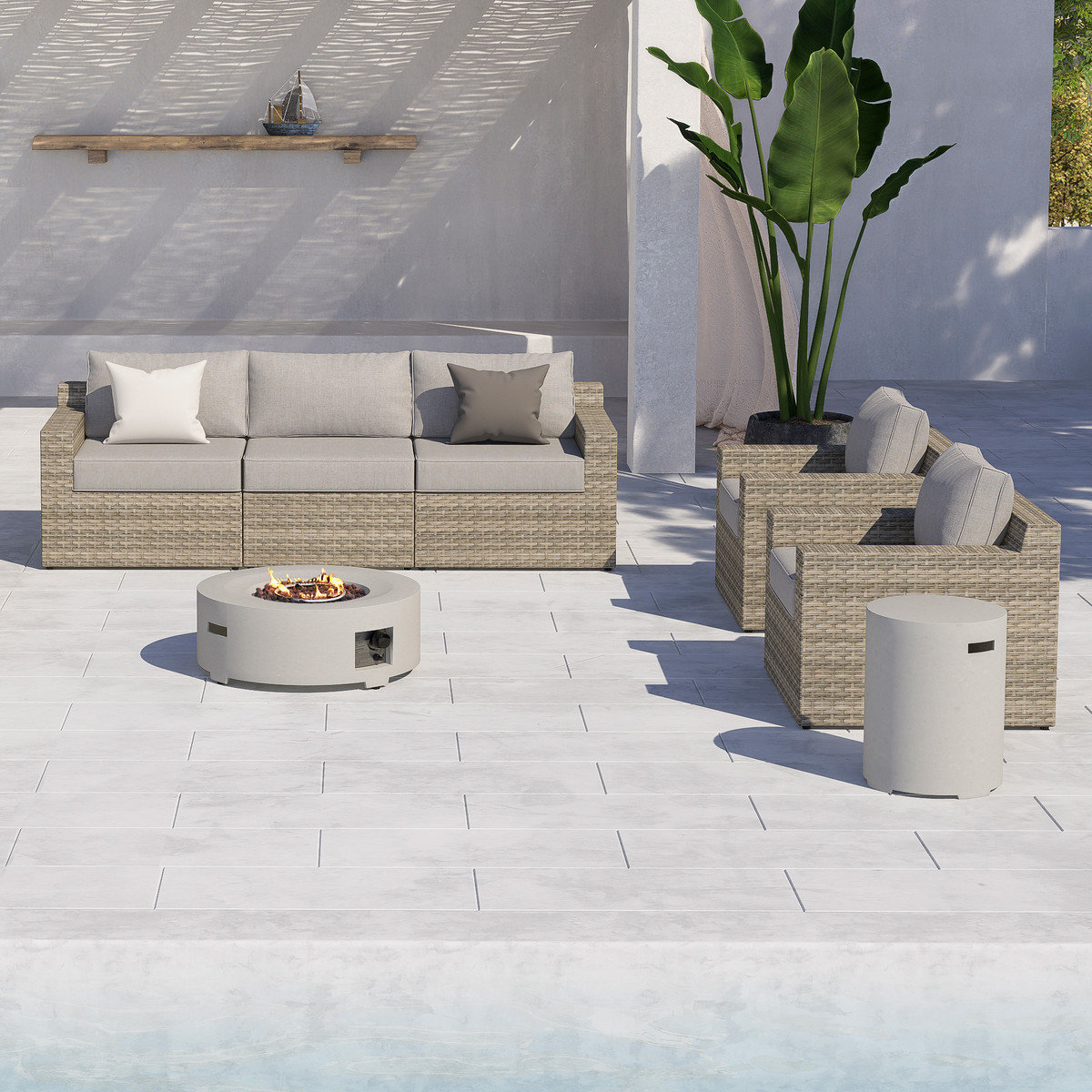 Addingham 16'' Concrete Outdoor Side Table