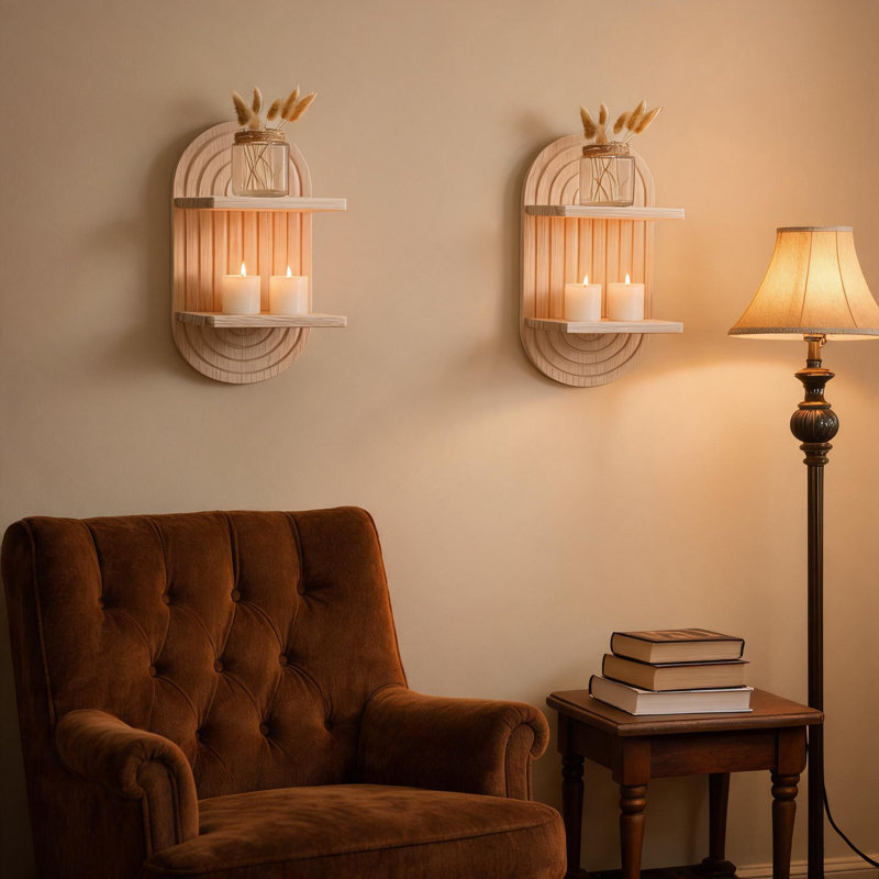 Tablettes murales flottantes Boho, Jaune