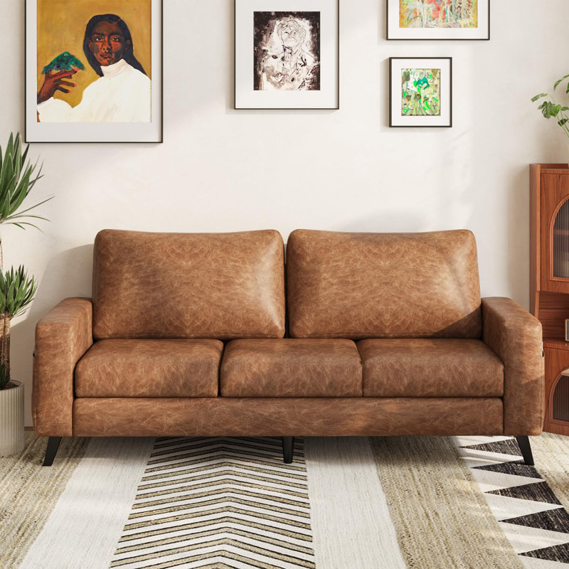3 Seater Faux Leather Sofa, Brown