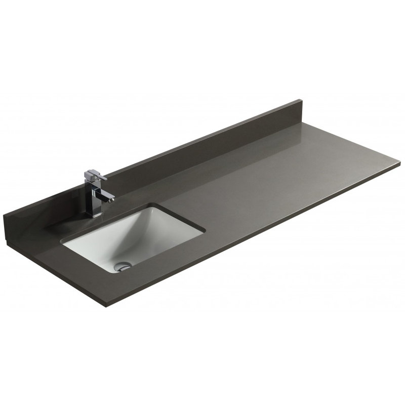 Comptoir de meuble-lavabo simple 64 po avec trous pour robinet de lavabo 64 po