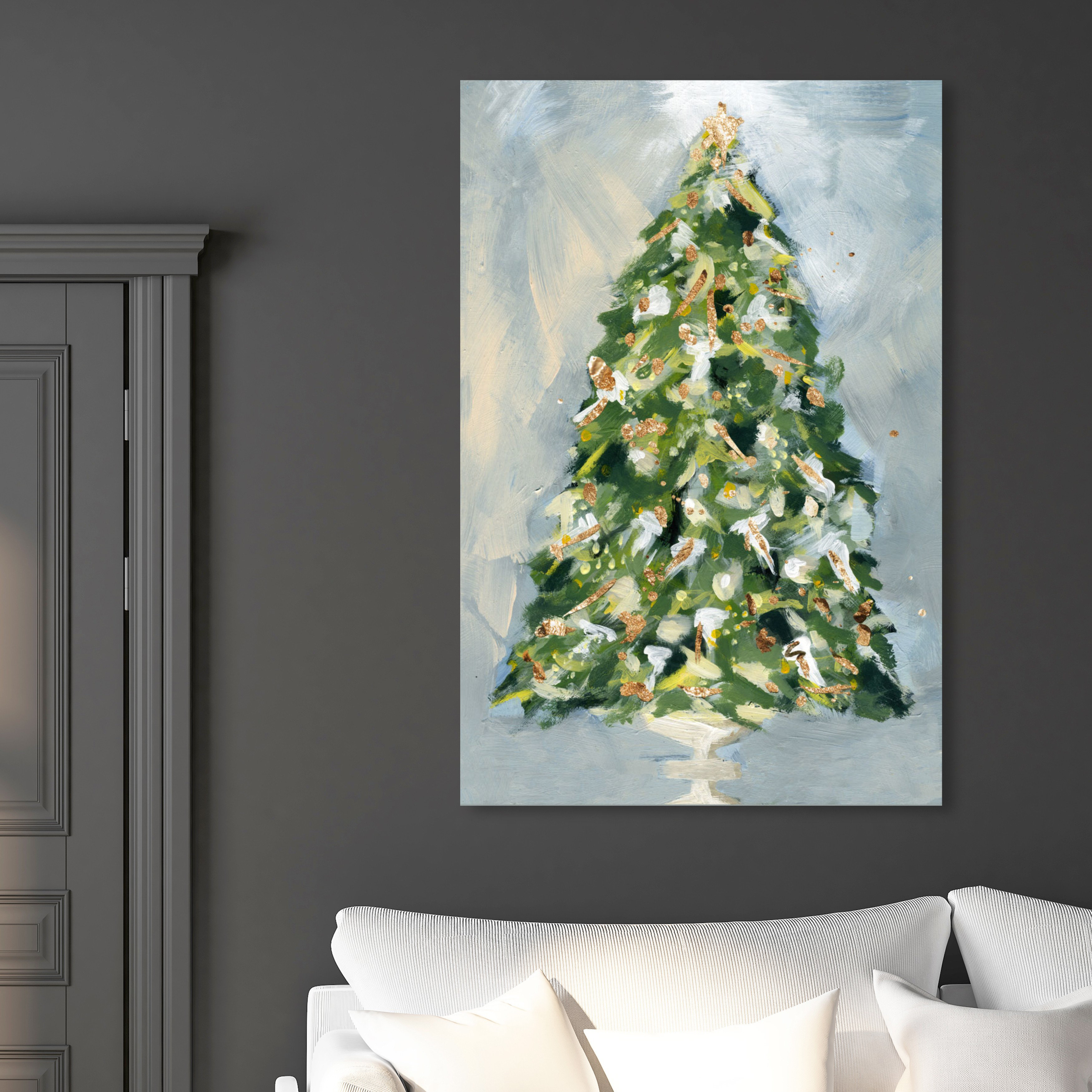 East Urban Home Christmas Tree 3 Wrapped Canvas Painting