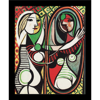 Reproduction d’art graphique encadrée « girl before a Miroir » par Pablo Picasso-impression sur papier