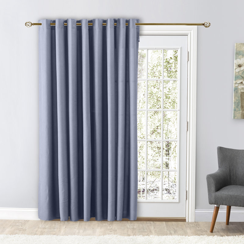 Lakeland Classic Solid Semi-Sheer Grommet Double-Wide Single Patio Panel in Bold Colors, Cornflower Blue