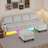 4-seater Linen Sectional Sofa With Smart Module-wireless Charging/usb/type-c/rgb Lights (white)-126698672