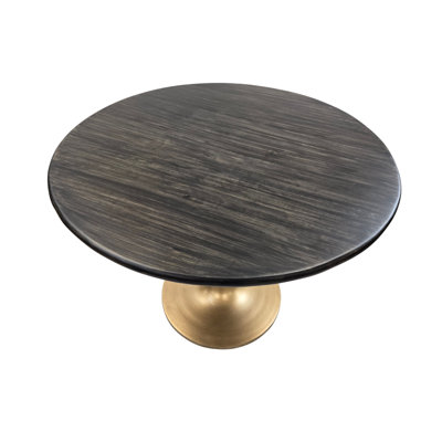 Modern Gray 40" Round Dining Table with Durable Mango Wood Top and Aluminum Pedestal Base