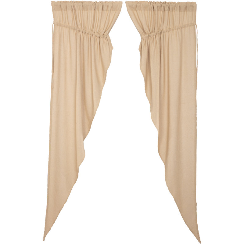 Panneaux de rideaux semi-diaphanes 100% coton Chasen, Brun clair rétro