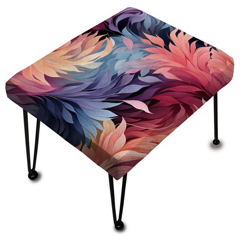 Plumes ikat éthéré roses et bleues - Repose-pieds rectangulaire abstrait
