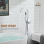 Robinet de baignoire autoportant à poignée simple avec inverseur et douche à main-60181688