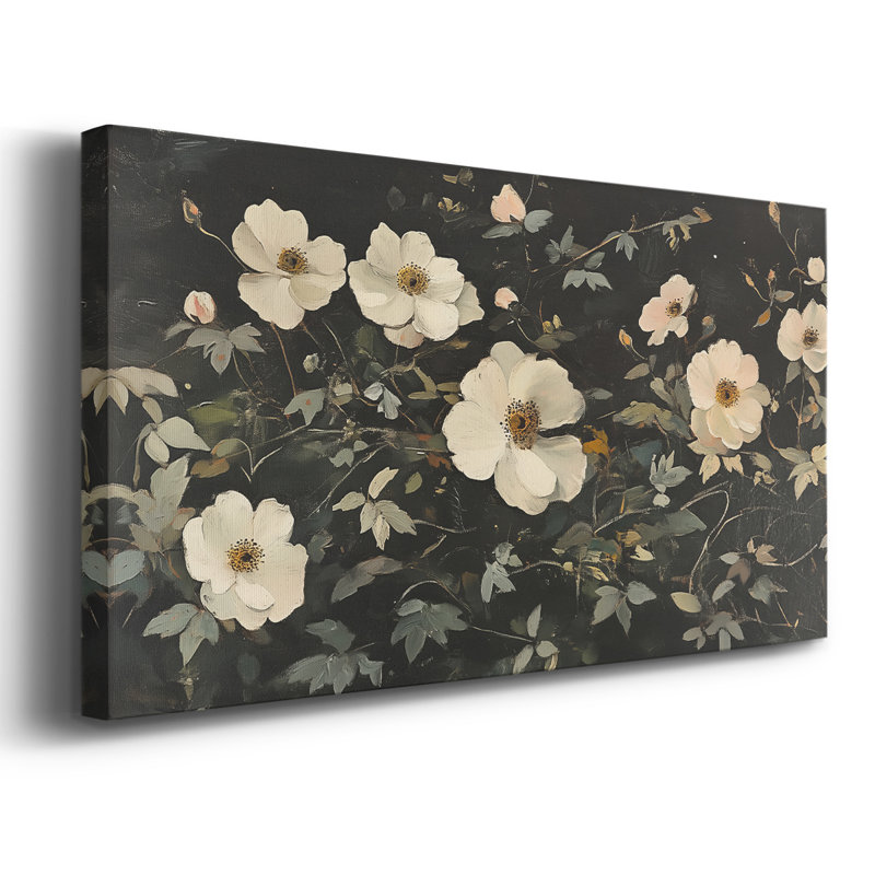 Botanical Series-CECXIX- Toile tendue avec châssis tendue, prête à être accrochée, H 17 po x l 33 po, Doré
