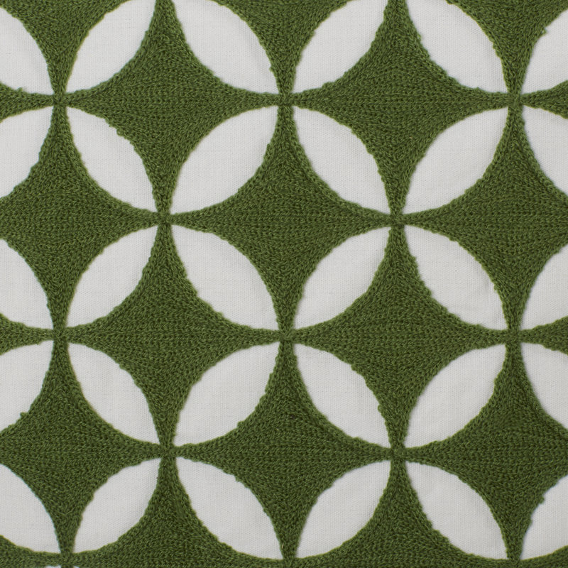 Toccoa Geometric Cotton Throw Pillow, 22" H x 22" W x 4" D, Emerald/Kelly Green/Ivory