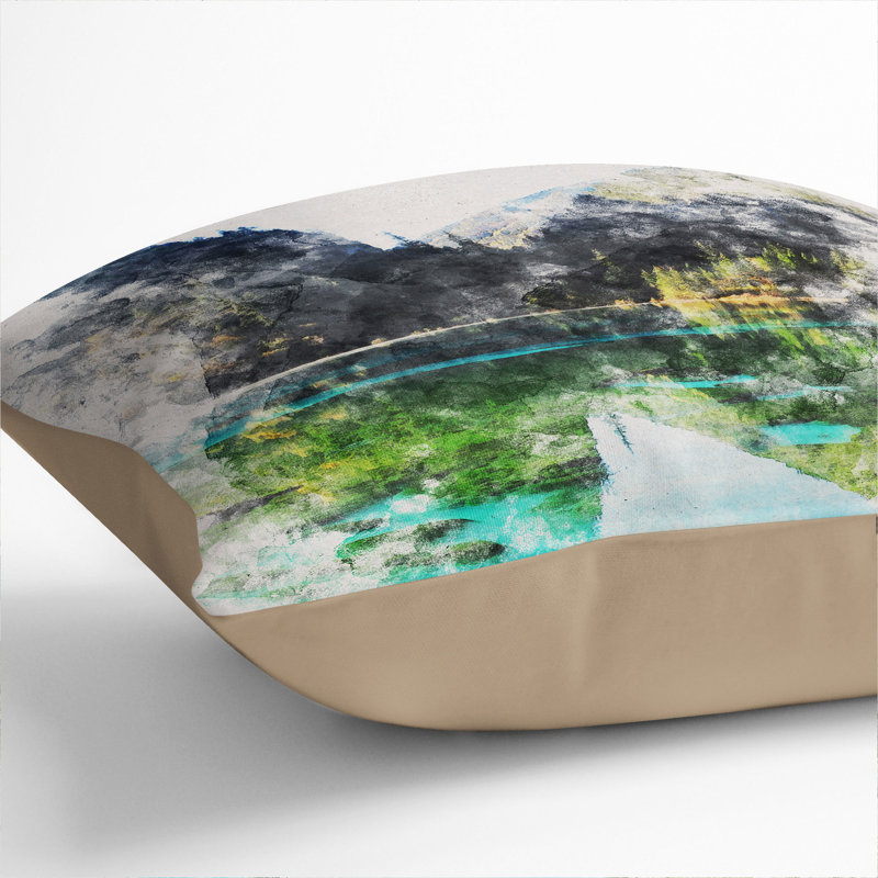 Lake and Mountain View Scatter Cushion, Stone, 55cm H x 55cm W x 20cm D