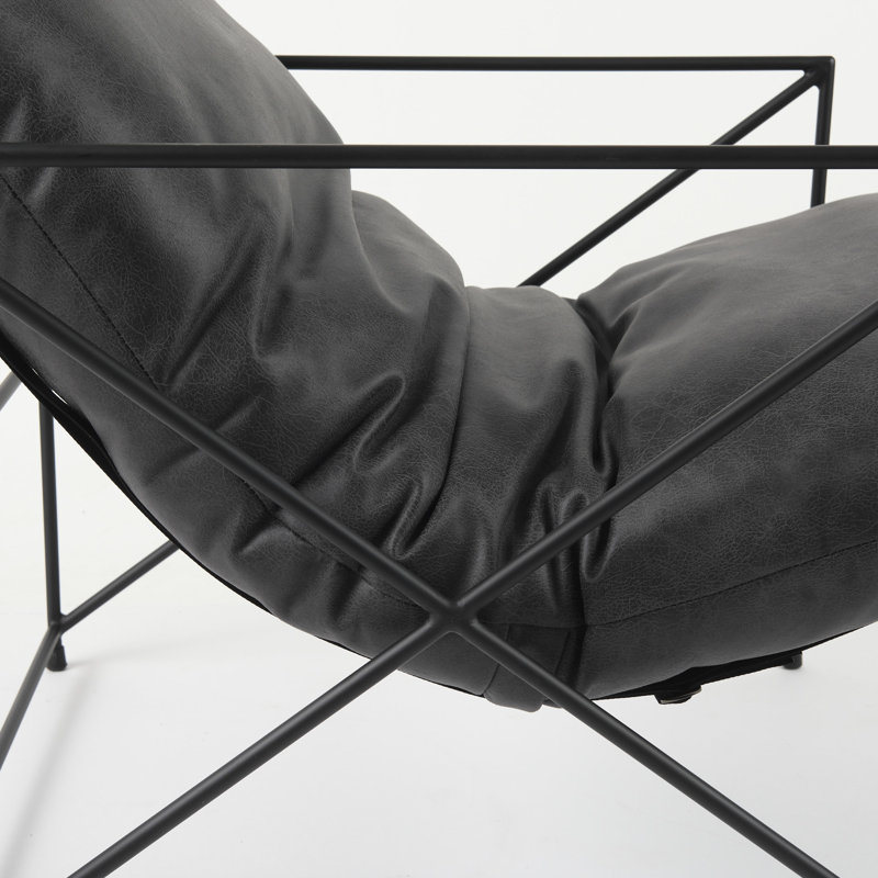 5" W Armchair, Black Faux Leather