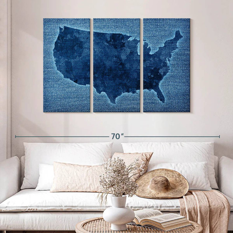 Aliaz Denim USA Map, 32" H x 50" W