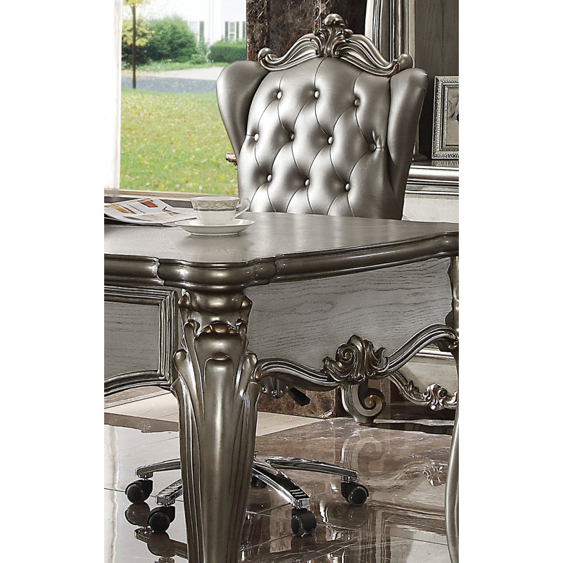 Chaise de bureau Amedori, Platine antique, Argent argent