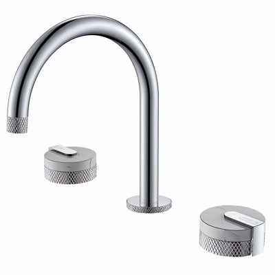 Shelf Mounted Curved Tap With Double Marble Handles