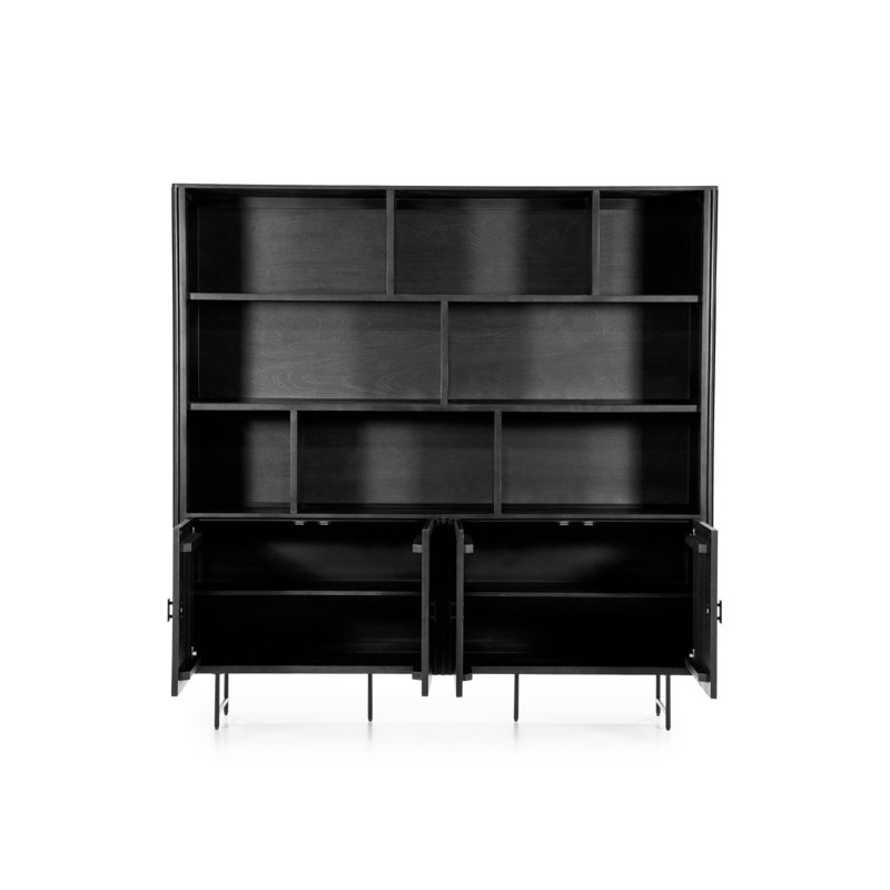 Cabinet Solid Wood Bookcase, Black