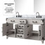 Meuble-lavabo double en chêne blanc 60 po X P 22 po D, comptoir en marbre de Carrare, ensemble de robinet et Miroirs-118024472