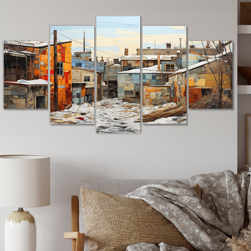 Winter Warehouse Palette II - entrepôt, reproduction sur toile - 5 panneaux